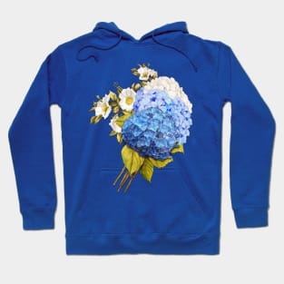 Shades of Blue Watercolor Hydrangeas Art Hoodie